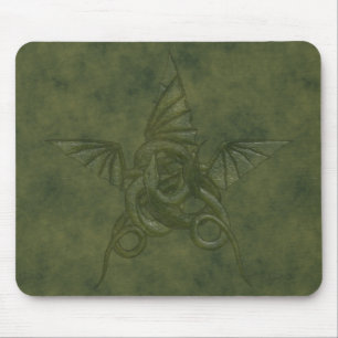 Dragon Star - Embossed Green Leather Image Mouse Pad