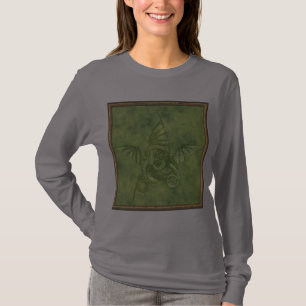 Dragon Star - Embossed Green Leather Image T-Shirt