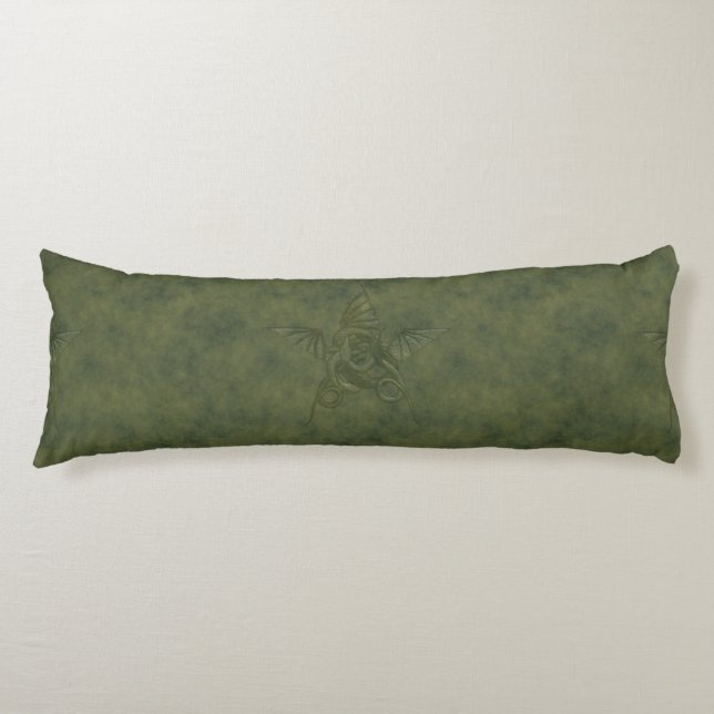 Dragon Star - Green Embossed Leather Image Body Cushion (Front)