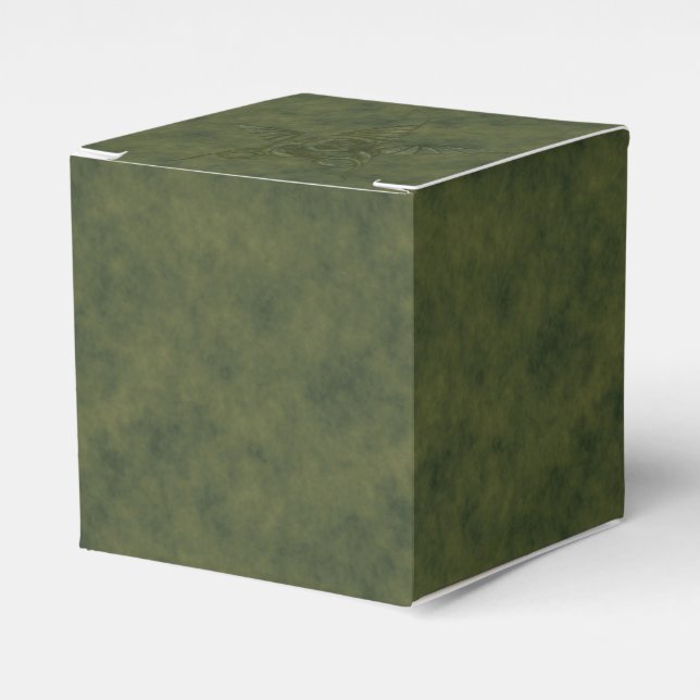 Dragon Star - Green Embossed Leather Image Favour Box (Front Side)