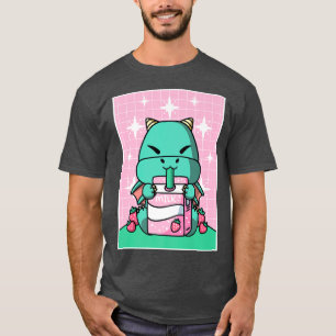 Dragon Strawberry Milk Shake Carton Japanese Kawai T-Shirt
