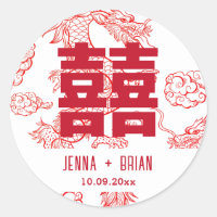 Dragon Style Double Happiness Symbol White Style