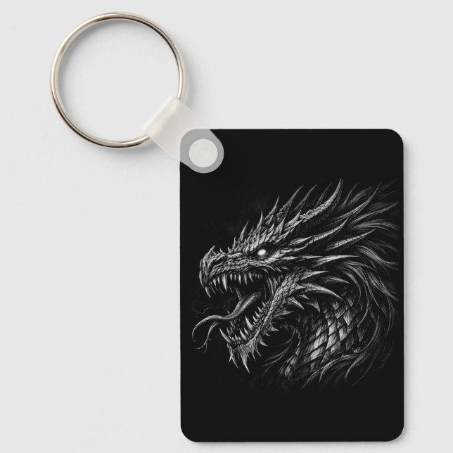 Dragon Style Medieval Fantasy Grunge Art Key Ring (Front)