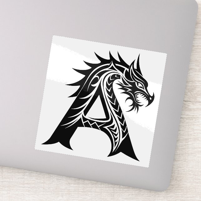 Dragon Styled Letter A, Dragon Alphabet, Monogram (Detail)