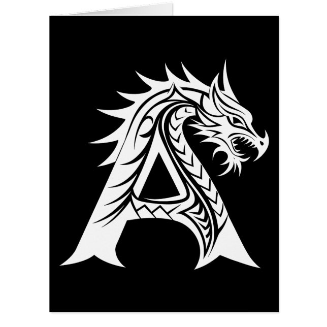 Dragon Styled Letter A, Dragon Alphabet, Monogram (Front)