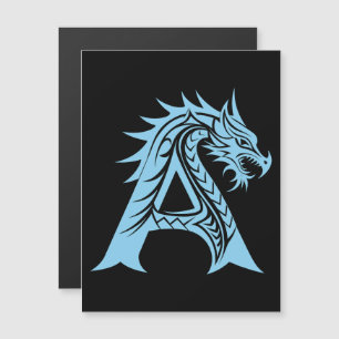 Dragon Styled Letter A, Dragon Alphabet, Monogram Magnetic Invitation