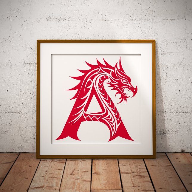 Dragon Styled Letter A, Dragon Alphabet, Monogram Photo Print (Creator Uploaded)
