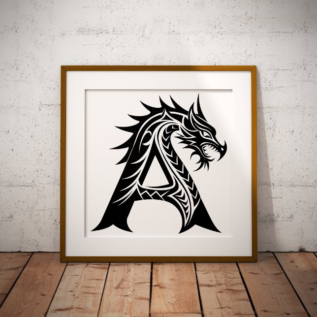 Dragon Styled Letter A, Dragon Alphabet, Monogram Poster (Creator Uploaded)