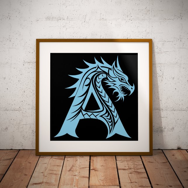 Dragon Styled Letter A, Dragon Alphabet, Monogram Poster (Creator Uploaded)