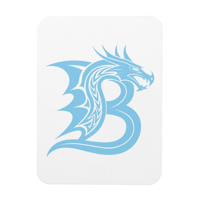 Dragon Styled Letter B, Dragon Alphabet, Monogram Magnet (Vertical)