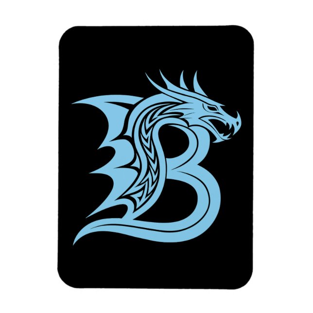 Dragon Styled Letter B, Dragon Alphabet, Monogram Magnet (Vertical)