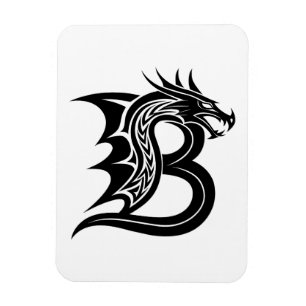 Dragon Styled Letter B, Dragon Alphabet, Monogram Magnet