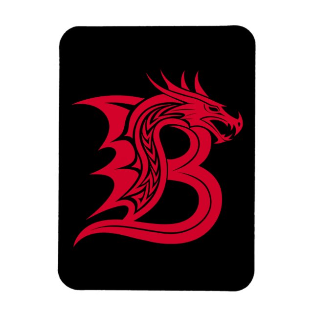 Dragon Styled Letter B, Dragon Alphabet, Monogram Magnet (Vertical)