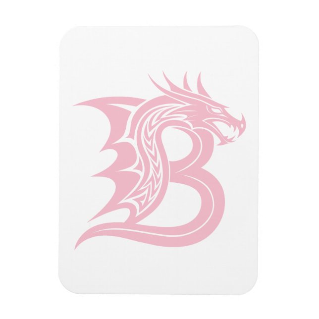 Dragon Styled Letter B, Dragon Alphabet, Monogram Magnet (Vertical)