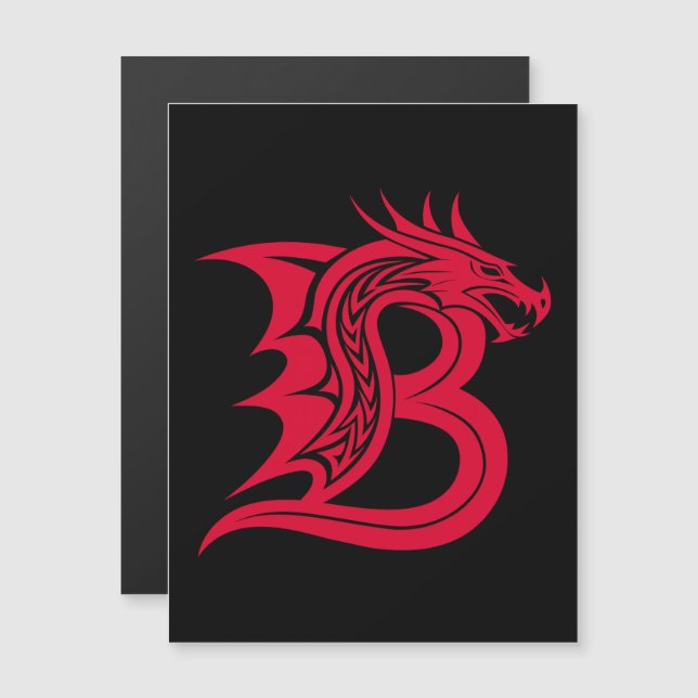 Dragon Styled Letter B, Dragon Alphabet, Monogram Magnetic Invitation (Front/Back)