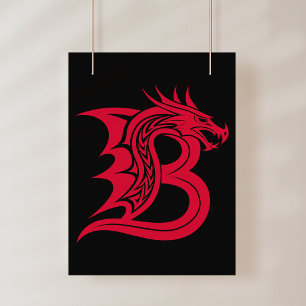 Dragon Styled Letter B, Dragon Alphabet, Monogram Photo Print