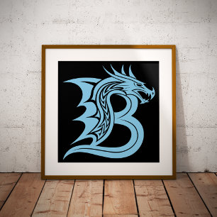 Dragon Styled Letter B, Dragon Alphabet, Monogram Photo Print