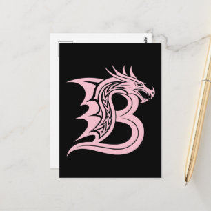 Dragon Styled Letter B, Dragon Alphabet, Monogram Postcard