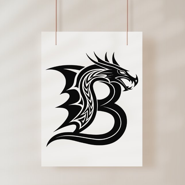 Dragon Styled Letter B, Dragon Alphabet, Monogram Poster (Creator Uploaded)