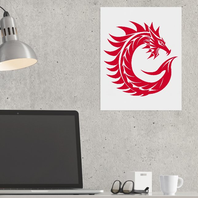 Dragon Styled Letter C, Dragon Alphabet, Monogram Foil Prints (In Situ (Desk))