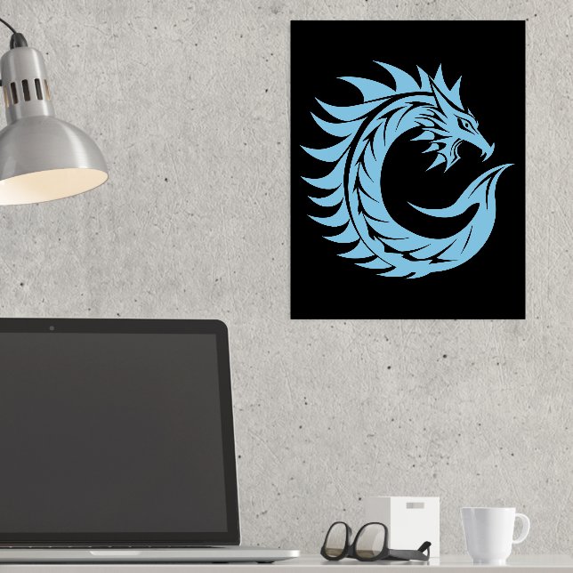 Dragon Styled Letter C, Dragon Alphabet, Monogram Foil Prints (In Situ (Desk))