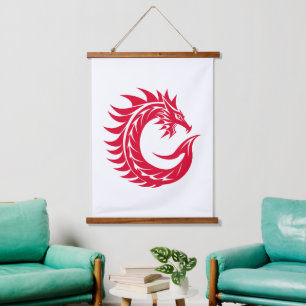 Dragon Styled Letter C, Dragon Alphabet, Monogram Hanging Tapestry