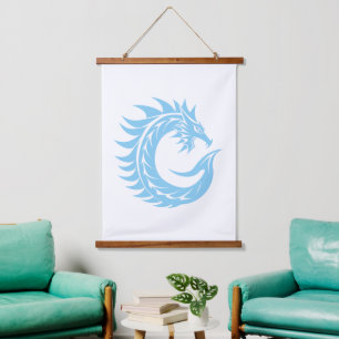 Dragon Styled Letter C, Dragon Alphabet, Monogram Hanging Tapestry