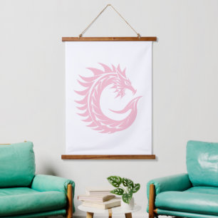 Dragon Styled Letter C, Dragon Alphabet, Monogram Hanging Tapestry