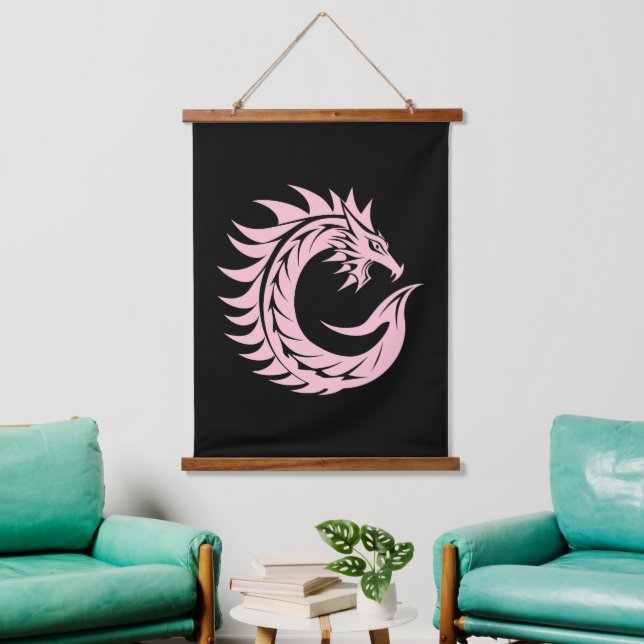 Dragon Styled Letter C, Dragon Alphabet, Monogram Hanging Tapestry (Living Room)