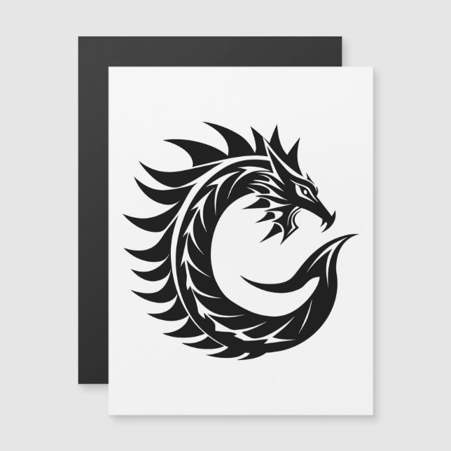 Dragon Styled Letter C, Dragon Alphabet, Monogram Magnetic Invitation (Front/Back)