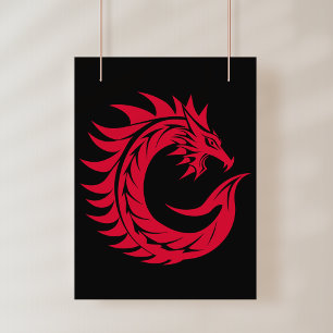 Dragon Styled Letter C, Dragon Alphabet, Monogram Photo Print