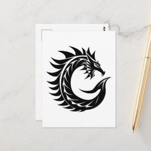 Dragon Styled Letter C, Dragon Alphabet, Monogram Postcard