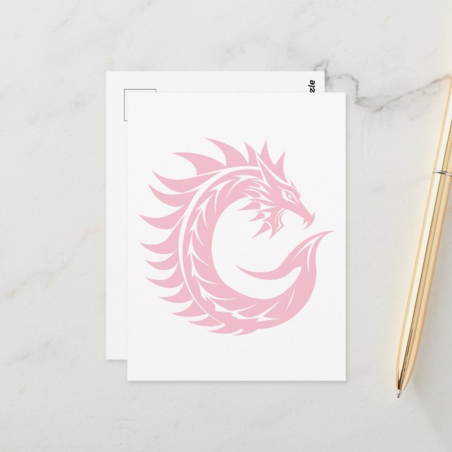 Dragon Styled Letter C, Dragon Alphabet, Monogram Postcard (Front/Back In Situ)