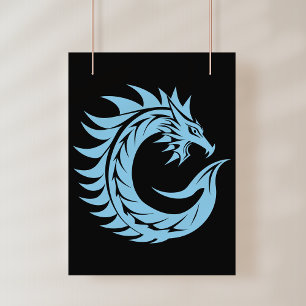 Dragon Styled Letter C, Dragon Alphabet, Monogram Poster