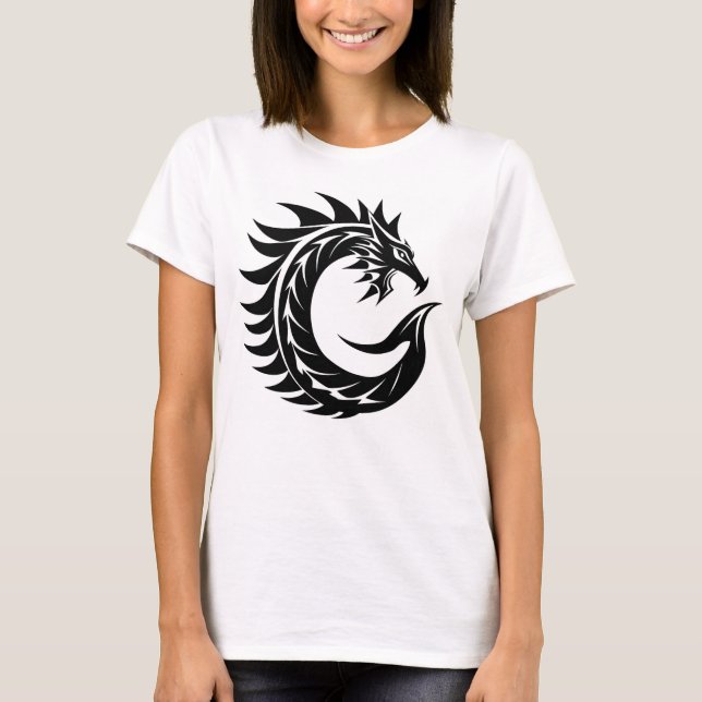 Dragon Styled Letter C, Dragon Alphabet, Monogram T-Shirt (Front)