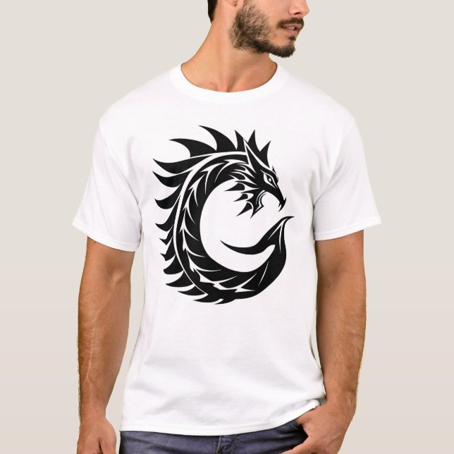 Dragon Styled Letter C, Dragon Alphabet, Monogram T-Shirt (Front)