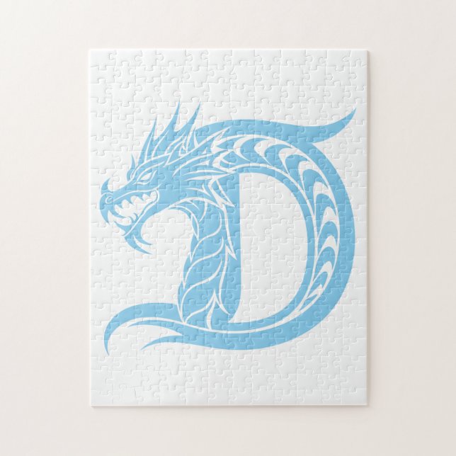 Dragon Styled Letter D, Dragon Alphabet, Monogram Jigsaw Puzzle (Vertical)