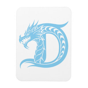 Dragon Styled Letter D, Dragon Alphabet, Monogram Magnet