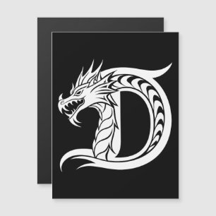 Dragon Styled Letter D, Dragon Alphabet, Monogram Magnetic Invitation