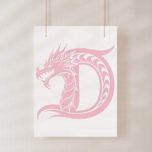 Dragon Styled Letter D, Dragon Alphabet, Monogram Photo Print