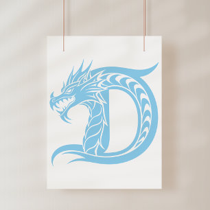 Dragon Styled Letter D, Dragon Alphabet, Monogram Photo Print