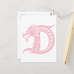 Dragon Styled Letter D, Dragon Alphabet, Monogram Postcard