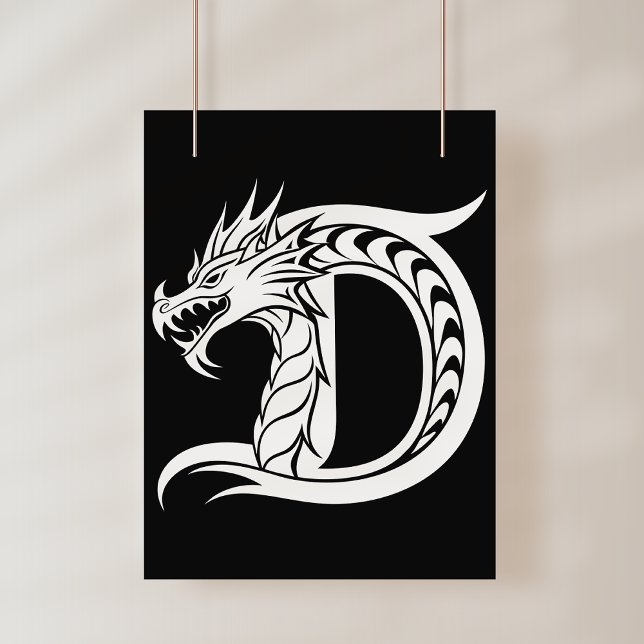 Dragon Styled Letter D, Dragon Alphabet, Monogram Poster (Creator Uploaded)