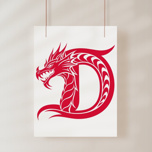 Dragon Styled Letter D, Dragon Alphabet, Monogram Poster (Creator Uploaded)