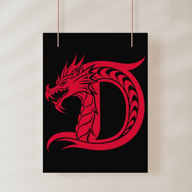 Dragon Styled Letter D, Dragon Alphabet, Monogram Poster (Creator Uploaded)