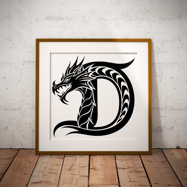 Dragon Styled Letter D, Dragon Alphabet, Monogram Poster (Creator Uploaded)
