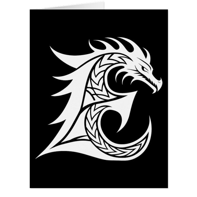 Dragon Styled Letter E, Dragon Alphabet, Monogram (Front)