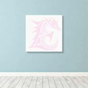 Dragon Styled Letter E, Dragon Alphabet, Monogram Canvas Print