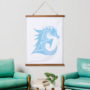 Dragon Styled Letter E, Dragon Alphabet, Monogram Hanging Tapestry