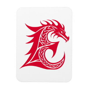 Dragon Styled Letter E, Dragon Alphabet, Monogram Magnet